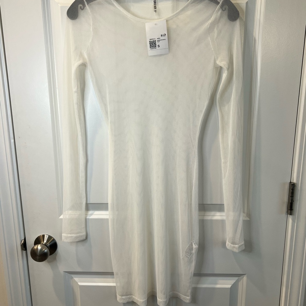 Forever 21 Sheer White Long Sleeve Dress